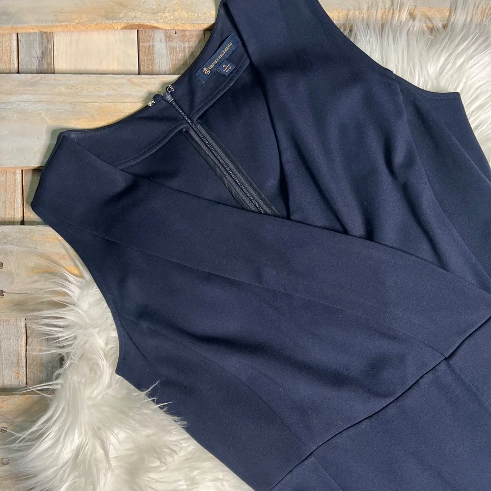 EUC [Brooks Brothers] Navy Blue Essential Stretch Classic Midi Dress | 6 Small - Picture 12 of 13
